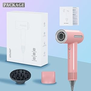Hair Dryer,7 Temps&31 Modes.Intelligent Temperature Control,LCD Display,Self-Cleaning Mode,Facial Care Mode.1600W RPM Ionic Blow Dryer.Low Noise Thermo-Control Hair Dryer with Diffuser and Nozzle