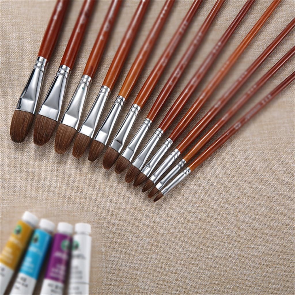 Round Brush Wooden Handle Odd-Even Oil Painting Supplies Pen Water Chalk Watercolor Brush