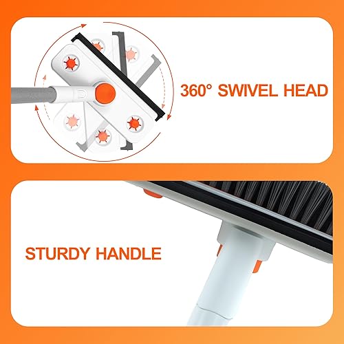 Miniatura 4 de Cepillo extensible de 60 pulgadas con mango largo, cabezal giratorio de 360 y 2 accesorios antiarañazos para ducha, bañera, azulejos y suelo