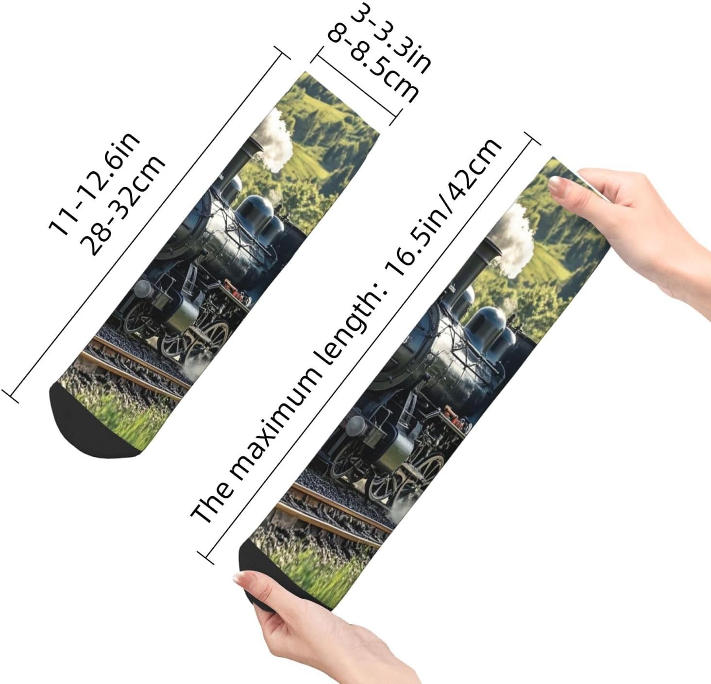Women Men Breathable Warm Boot Socks Steam Train Calf Socks for Hiking Work