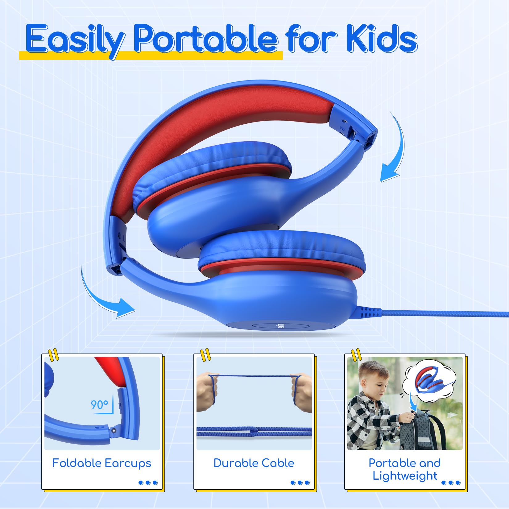 EarFun K1 Kids Headphones Wired with Mic, Volume Limit Headphones for Kids view 8