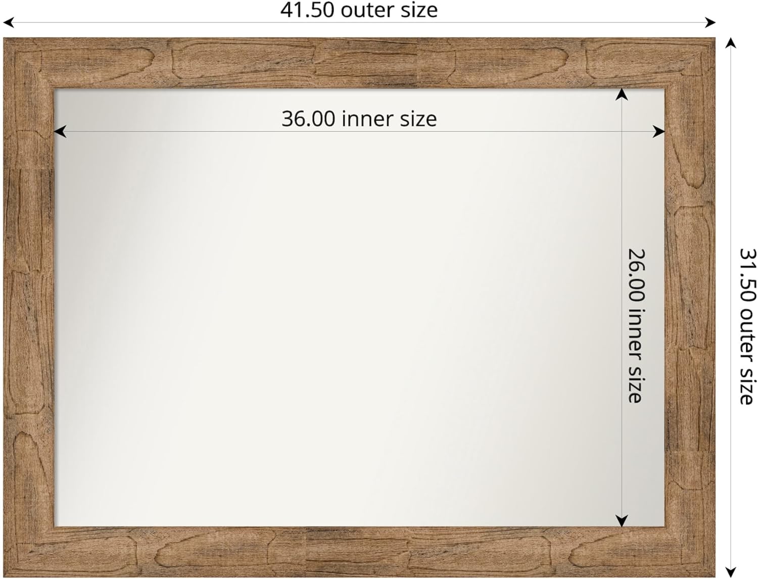 Amanti Art Brown Bathroom Mirror for Over Sink, 32x42 Custom Made Owl Brown Rectangle Vanity Mirror, Large Country Rustic Wood Frame, Hangs Horizonally and Vertically, Wall Decor