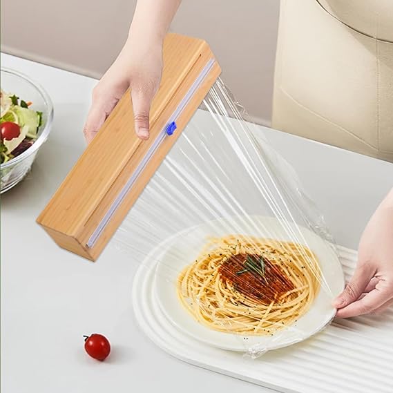 Plastic Wrap Dispenser with Cutter for Aluminum Foil, Plastic Wrap and Wax Paper, Fits 12
