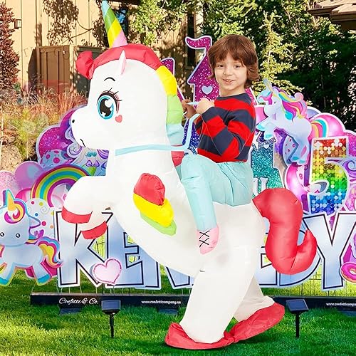 Miniatura 7 de Unicorn Costume Inflatable Costume Kids Blow up Costumes Toddler Ride On Deluxe Halloween Costume Boy Girl