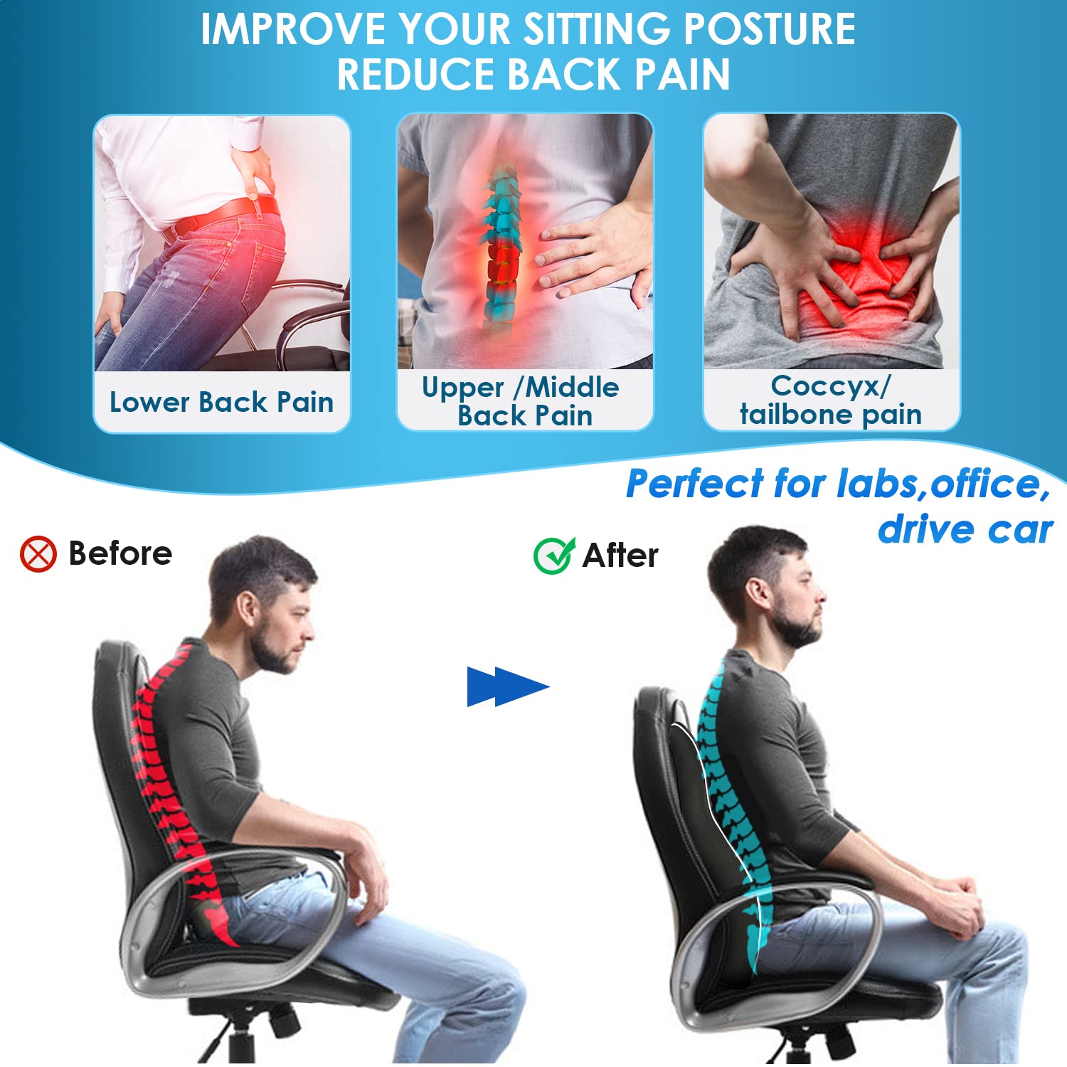 Amazon.com: Cooling Lumbar Support Pillow for Office Chair Gel