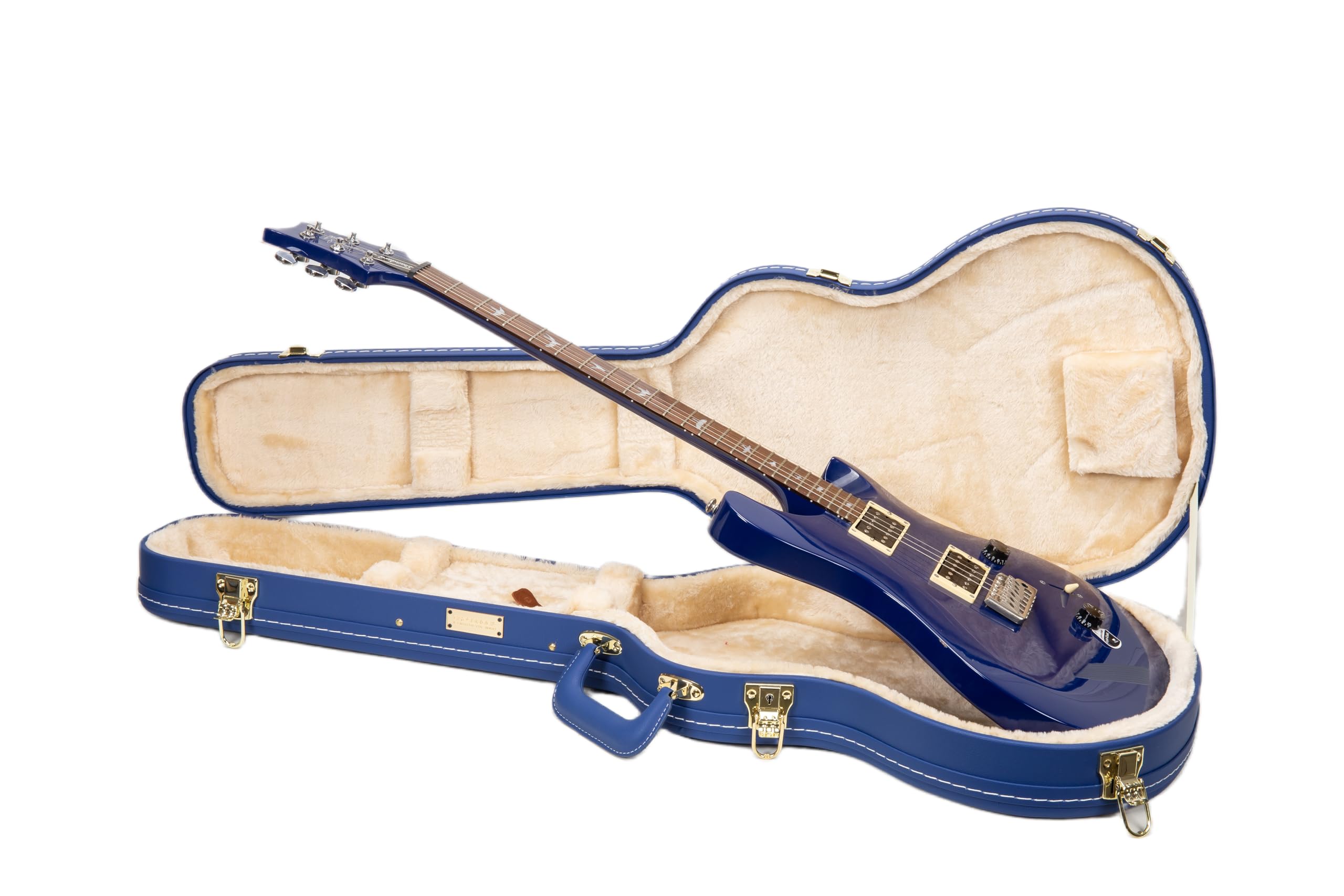 Crossrock Electric Guitar Case fits PRS SE Standard solid body Guitar, Right-hand| Vibrant Blue Faux Leather, Beige Plush Interior, Lock – Designer Series (CRW520PRSEVB)