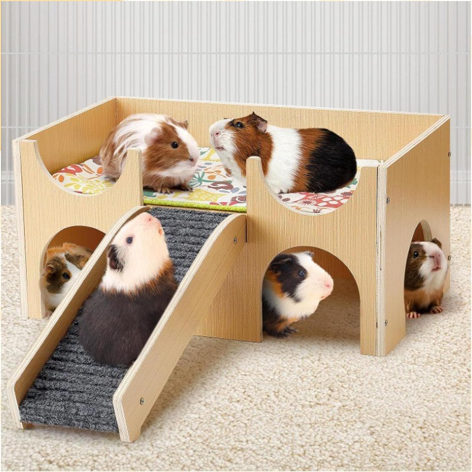 Hamster House Climbing Stair Wood Hideouts Nest Habitat Decors for Gerbils Small Pet Unique Cave Small Animal Climbing Structure