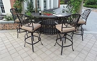Sponsored Ad - Theworldofpatio Elizabeth Cast Aluminum Powder Coated 5pc Party Bar Set with Party Bar Table - Antique Bronze