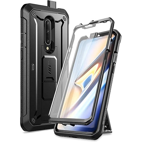 SUPCASE Unicorn Beetle Pro Series Full-Body Rugged Holster Kickstand Case with Built-in Screen Protector Case for OnePlus 7 Pro, Black