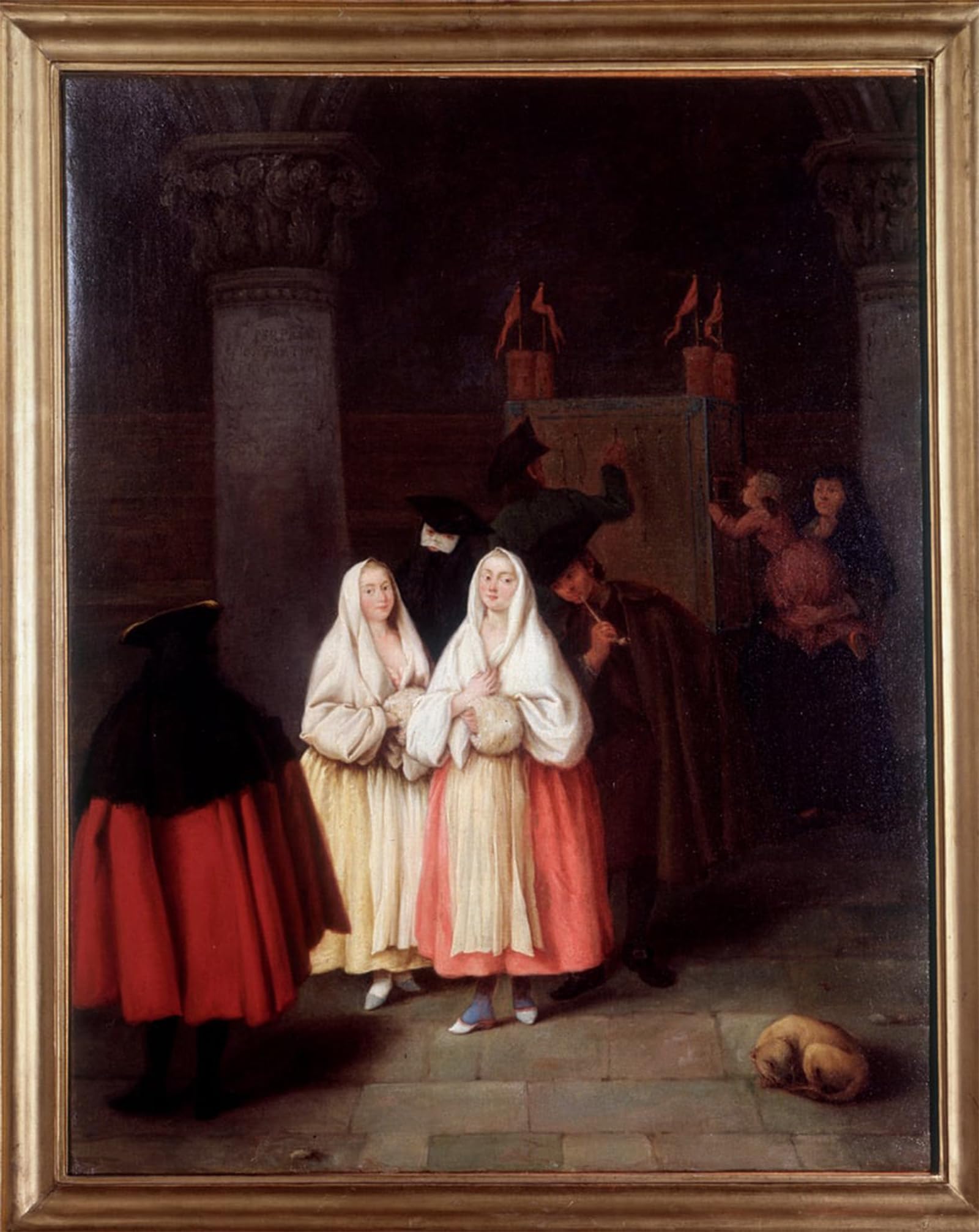 POSTERIIk Vintage Classic Picture Landscape Artwork the Cosmorama Exhibition of Perspective Pictures by Pietro Longhi Portrait Canvas Painting for Office Home Decor 60x90cm