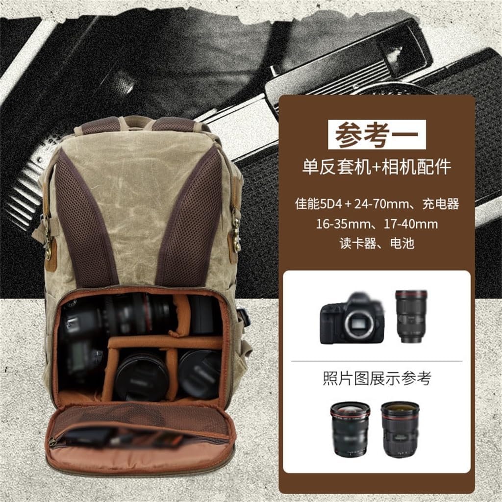 Camera Bag SLR Camera Backpack Waterproof Lar Capacity Wax Dyed Canvas Backpack Outdoor Bag