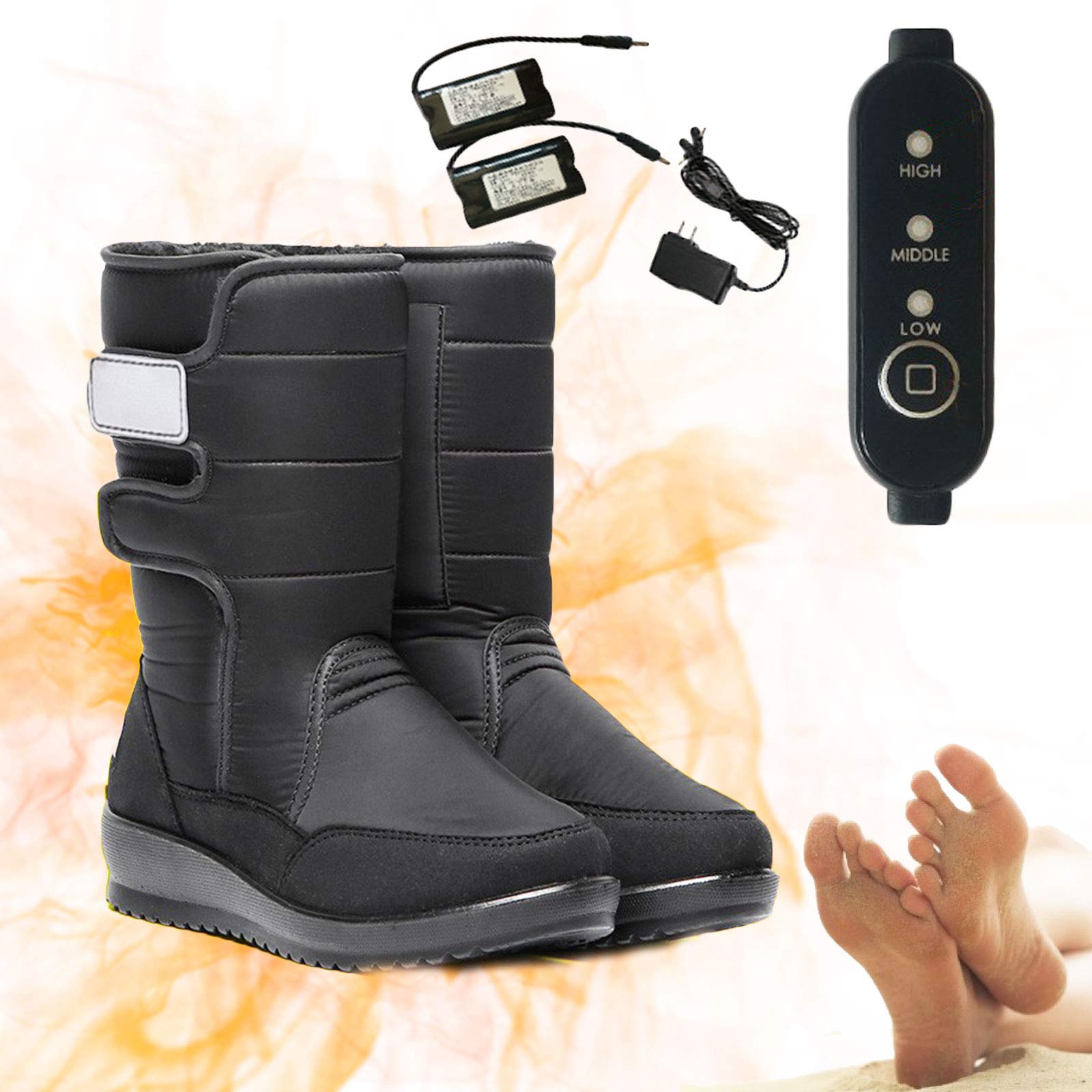 Chauffe-pieds électrique, chaussons chauffants, chauffe-chaussures en peluche, 6 à 10 heures d'utilisation, capacité de 4000 mAh, solution pieds froids