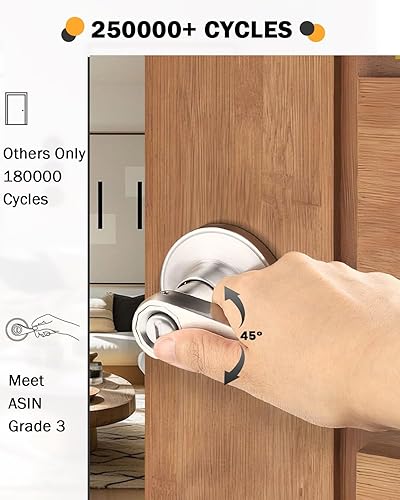 Miniatura 3 de Gobrico Manijas de puerta de níquel cepillado, manijas de puerta de privacidad para cama y baño, manejo universal, manijas de gotaonda, cerraduras