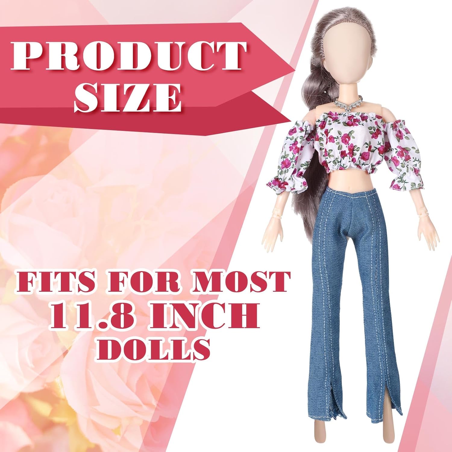 Geyoga 3 Set 12 Pcs Doll Clothes and Accessories for 12 Inch Doll Summer Doll Suit Girl Doll Pants Shoes Casual Wear Clothes Outfits, Dolls are Not Included(Floral), As Pictures Show