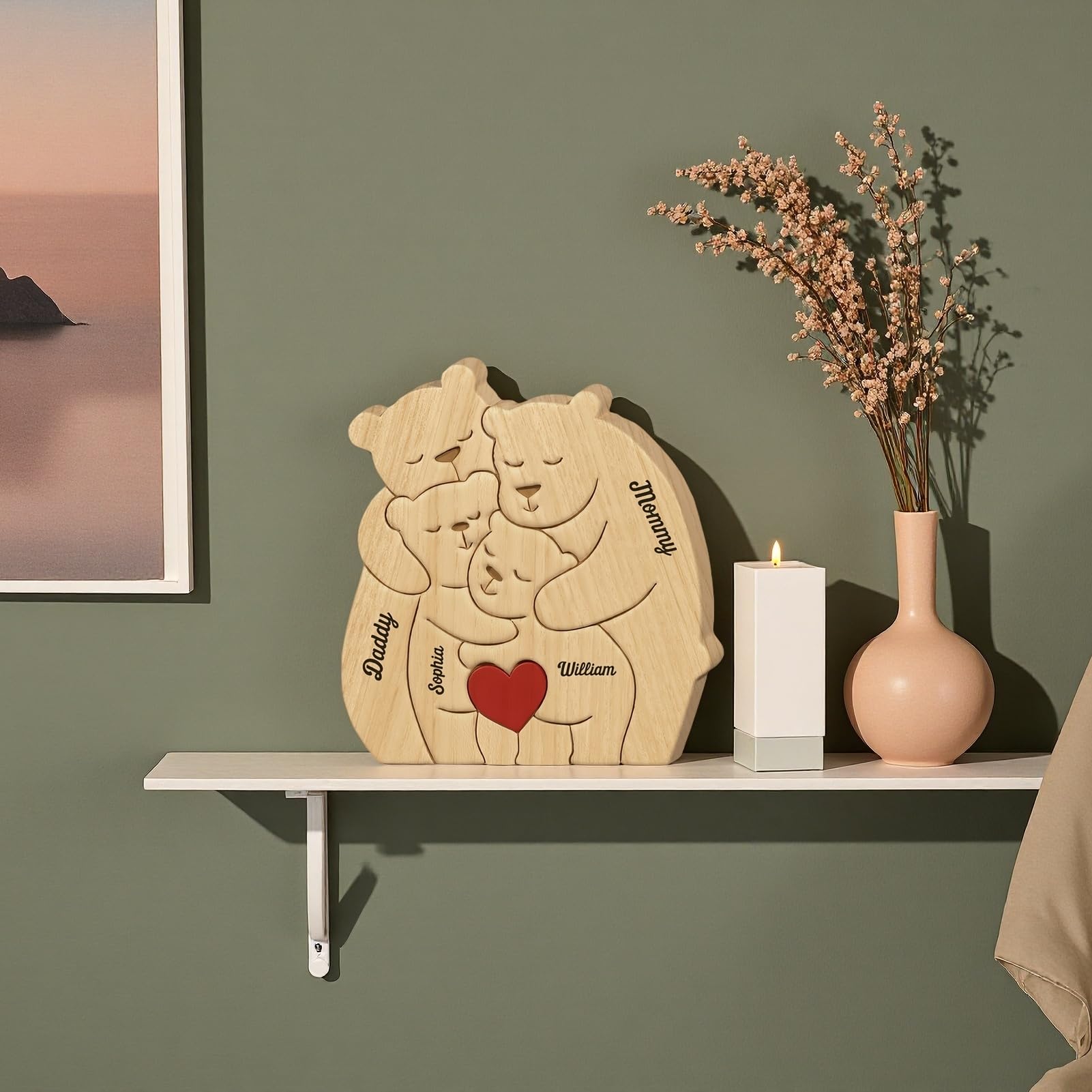 Personalisierte Holz-Puzzle: Bärenfamilie Mit 2–8 Namen Graviert | Einzigartiges Geschenk Für Weihnachten, Hochzeit Oder Geburtstag
