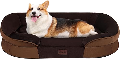 Miniatura 26 de Dwanton - Cama ortopédica para perros grandes con espuma viscoelástica de gel, sofá impermeable para perros, cama lavable para mascotas con cojín de