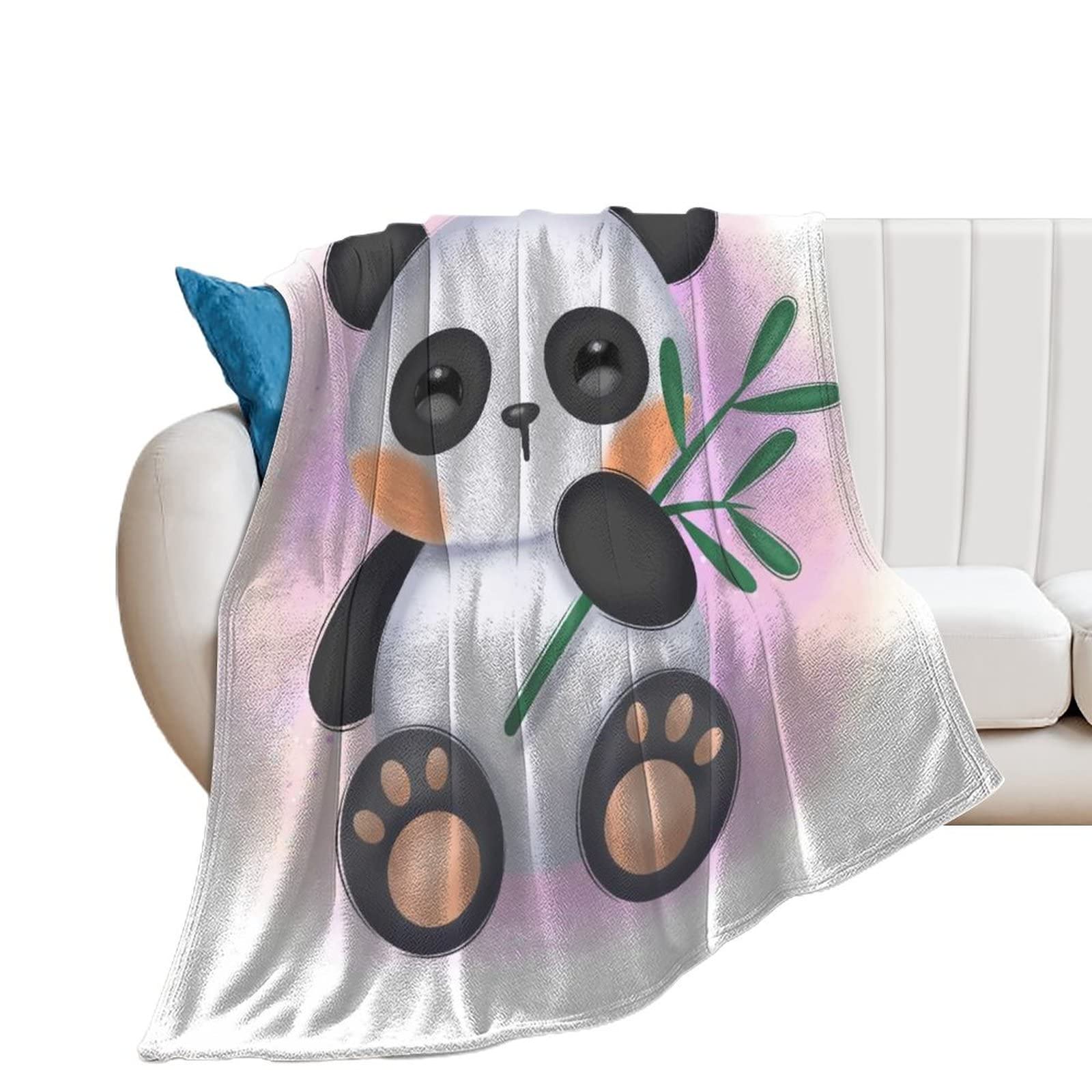 Couverture flanelle panda douce et chaude au fini premium pour lit et canapé