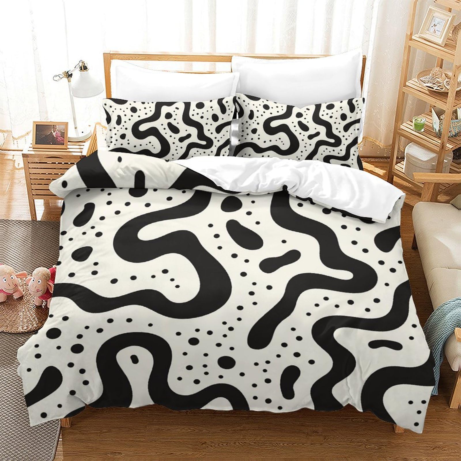Housse de couette vache parure de lit enfant 3 pièces fermeture éclair 200x200