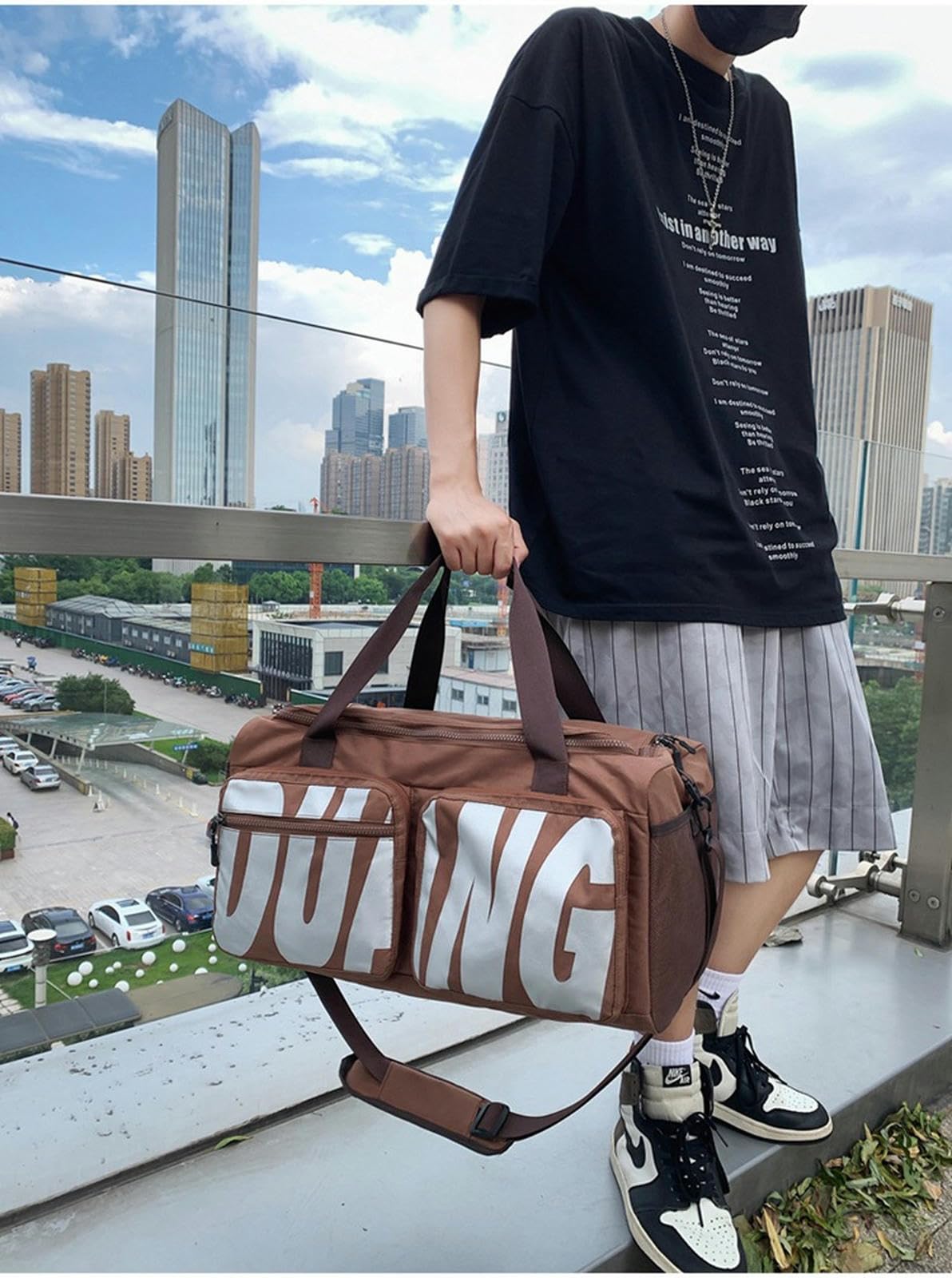 Reisetasche Leichte Kapazität Leichter Geschäftsreisetasche Für Männer Und Frauen Mit Unabhängiger Schuhfach Sporttasche-braun