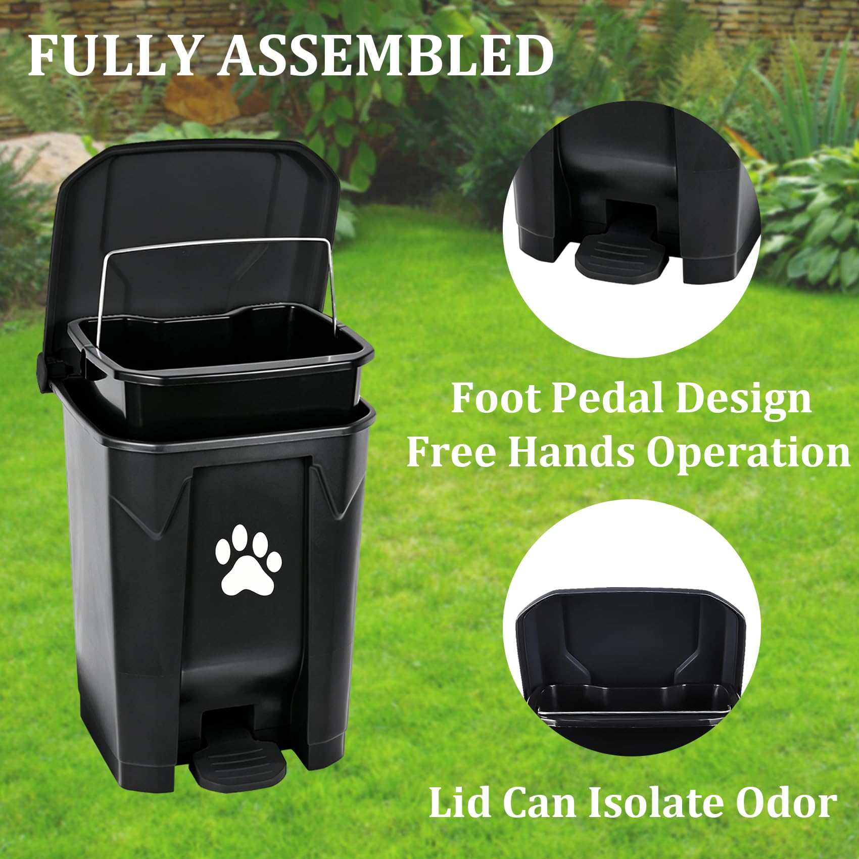 Cubo de basura para excrementos de perro con tapa, contenedor de residuos