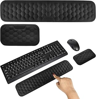 RUCUDIM Reposamuñecas para teclado y ratón, reposamuñecas teclado con punto de masaje, ergonómico Wrist Rest Memory Foam...