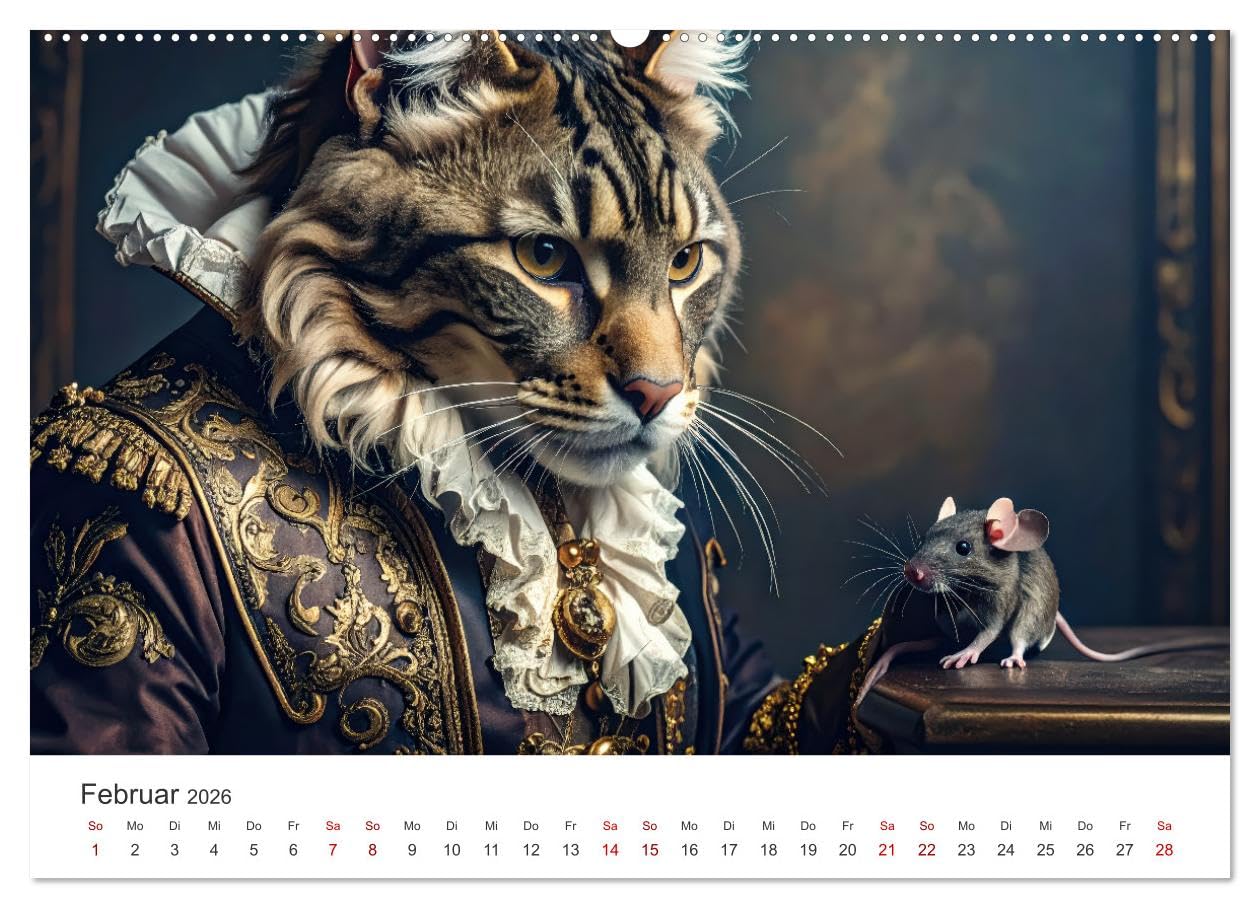 Kunst Katzen (Wandkalender 2026 DIN A2 quer), CALVENDO Monatskalender: Katzen in den verschiedensten Kunstepochen