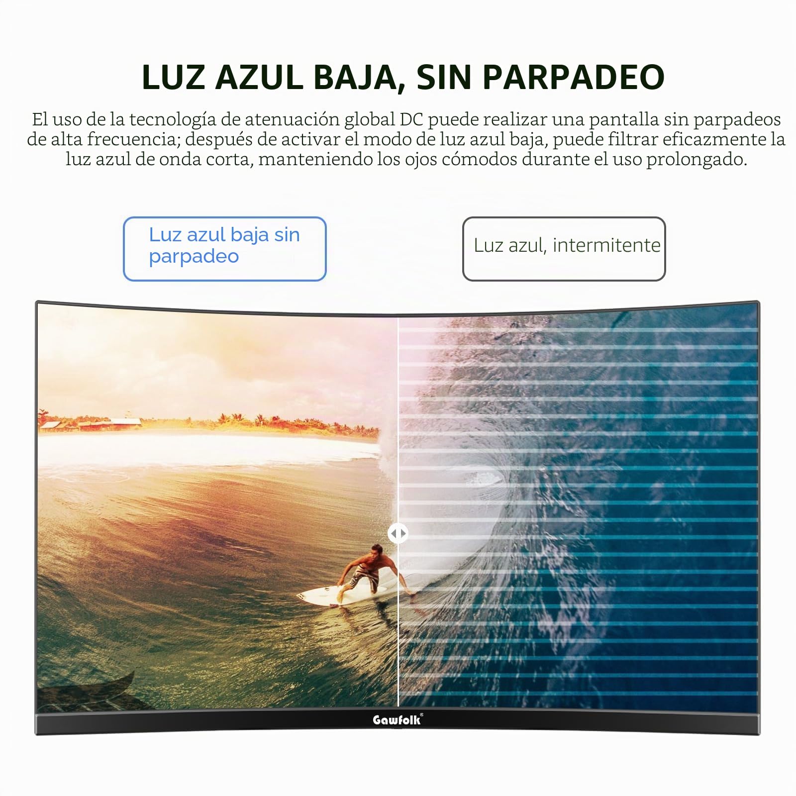Gawfolk Monitor curvo de 24,5 pulgadas con altavoces integrados, 3000R 120 Hz PC Gaming pantalla Full HD 1080P, HDMI 2.0, VGA, VESA 75 x 75 mm