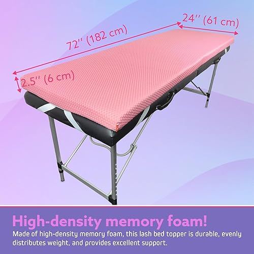 Miniatura 2 de Cubrecolchón de espuma para pestañas, almohadilla de espuma viscoelástica de 2.5 pulgadas de grosor con correas de esquina y base antideslizante,
