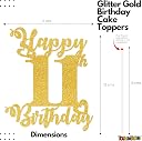 TrifleArte Cheers to 11 Year Banner & Happy 11th Birthday Cake Topper Combo | Glitter Party Decoration Set for Kids & Adults | Anniversary & B'day Celebration Decor gallery image