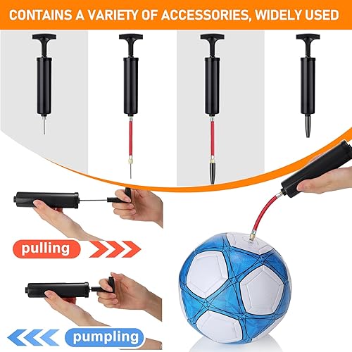 Miniatura 3 de Jerify Kit de bomba de bola de 8 pulgadas, bomba de aire portátil de pelota deportiva para fútbol con manguera de extensión de aguja, inflador para