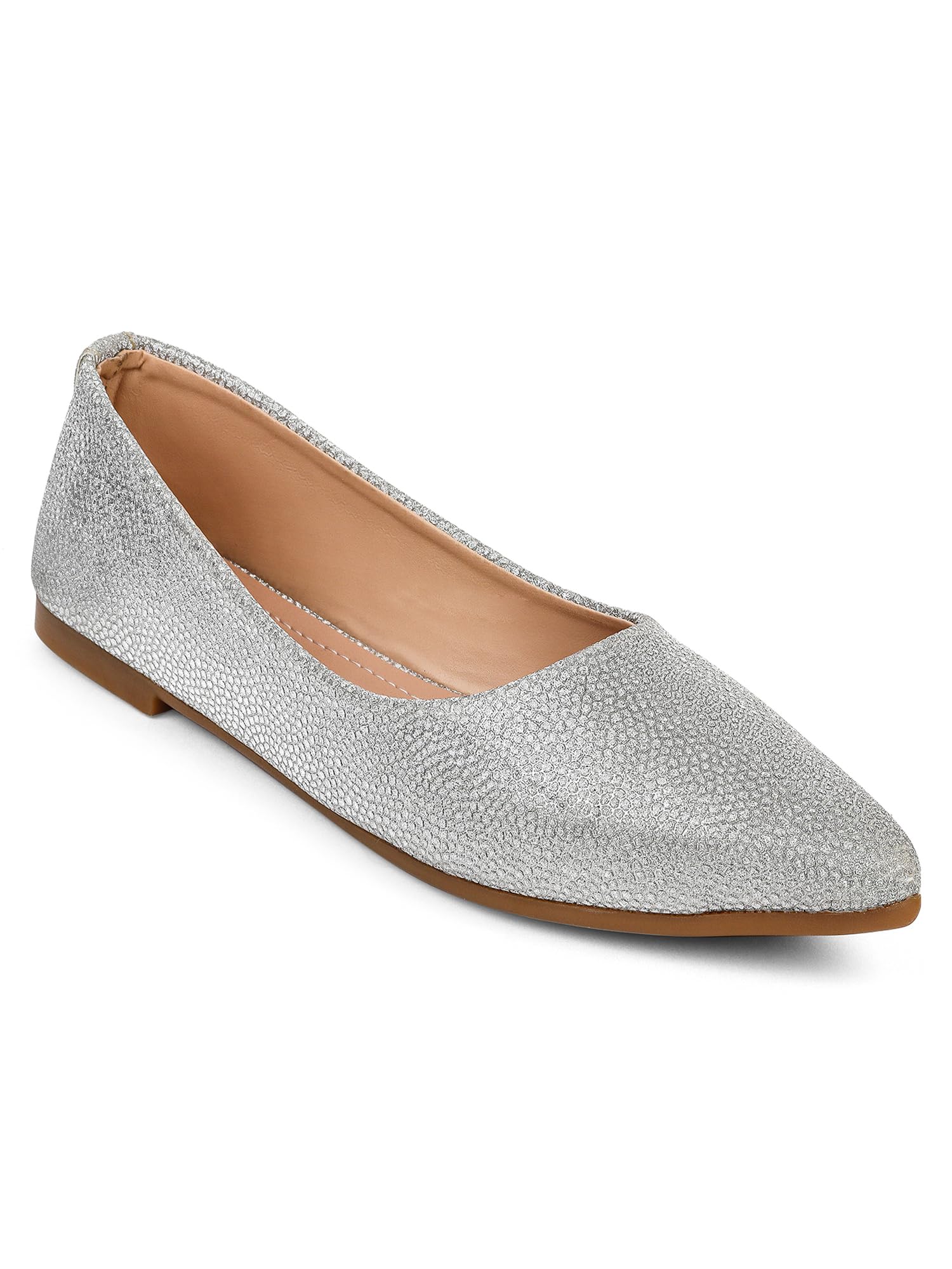 Women Shimmering Holographic Slip-On Flats with Textured Finish-image-19