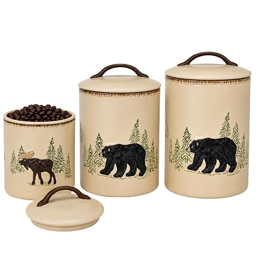 Park Designs Stoneware Rustic Retreat 3 product photo (Bear Canisters) — ScooterReviewPro review