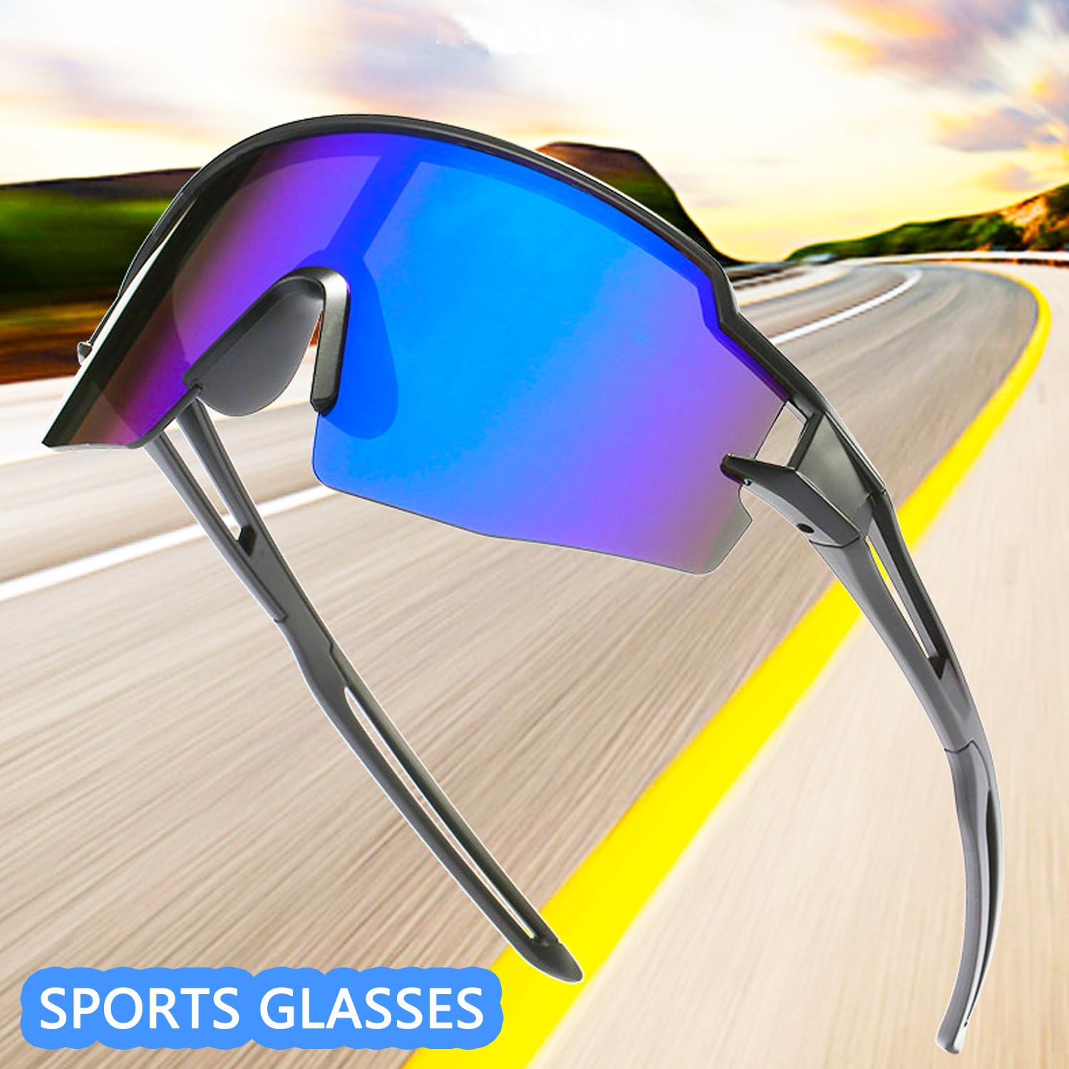 Lunette de Soleil Sport Polarisée, Lunettes de Cyclisme Homme Femme Cyclisme Lunette Protection UV400 Lunette de Soleil pour Course à Pied Cyclisme Pêche Conduite Golf Ski