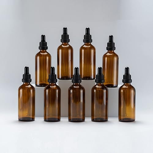 Miniatura 15 de YIZHAO Botella con cuentagotas de vidrio ámbar de 2 onzas, botellas de tintura con cuentagotas de vidrio, para aceites esenciales, aromaterapia