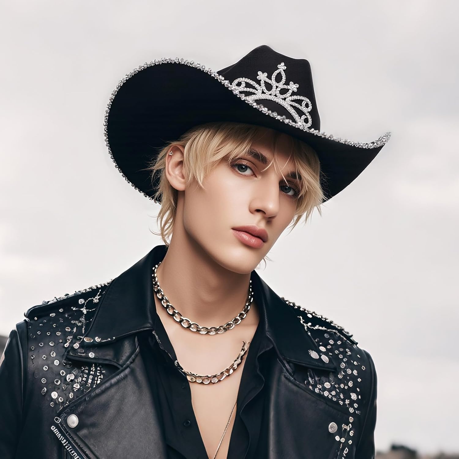 Barelove Cowboy Hat Cowgirl Hat - Preppy Sparkly Cowboy Hats for Women Bachelorette Birthday Disco Party Halloween - Image 5