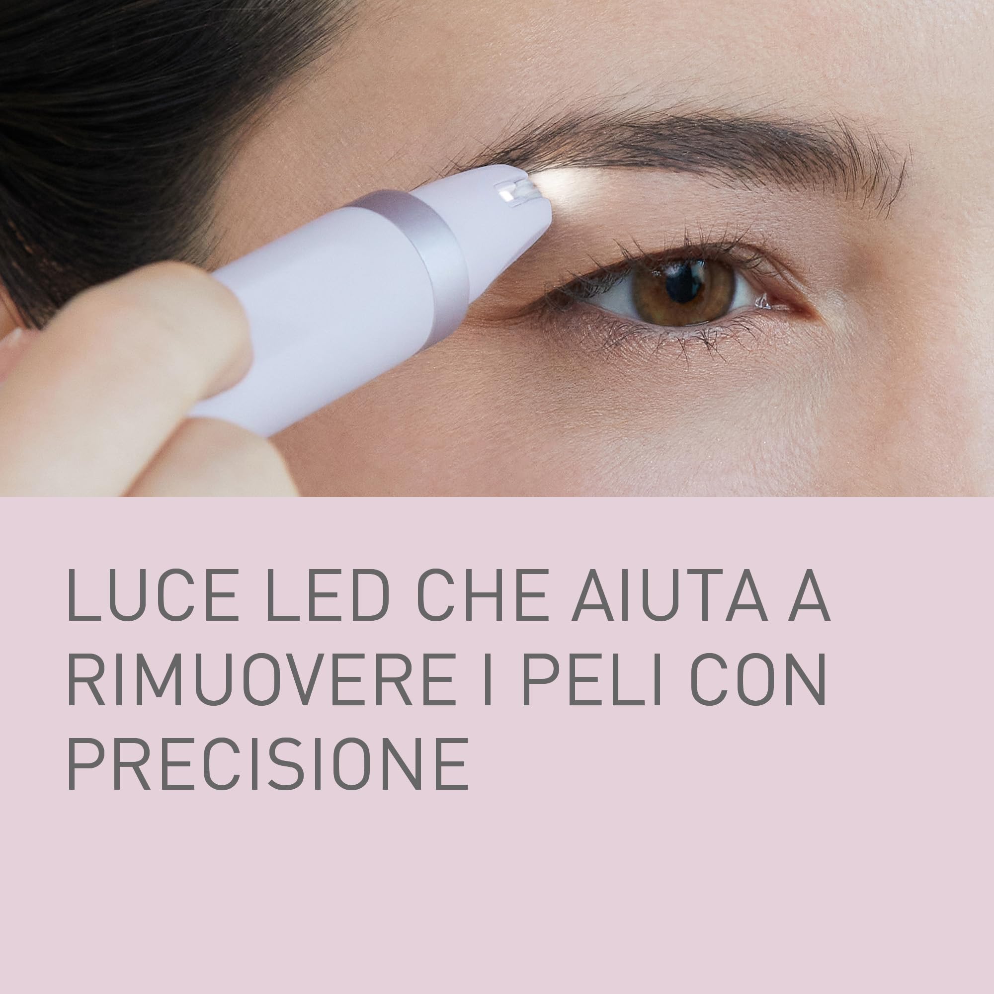 Panasonic ES-EF10-V503 Epilatore per Sopracciglia e Peli del Viso da Donna, Modellatore per Sopracciglia, Luce LED, Design Compatto a Penna, Funzionamento a Batteria AA, Viola Chiaro