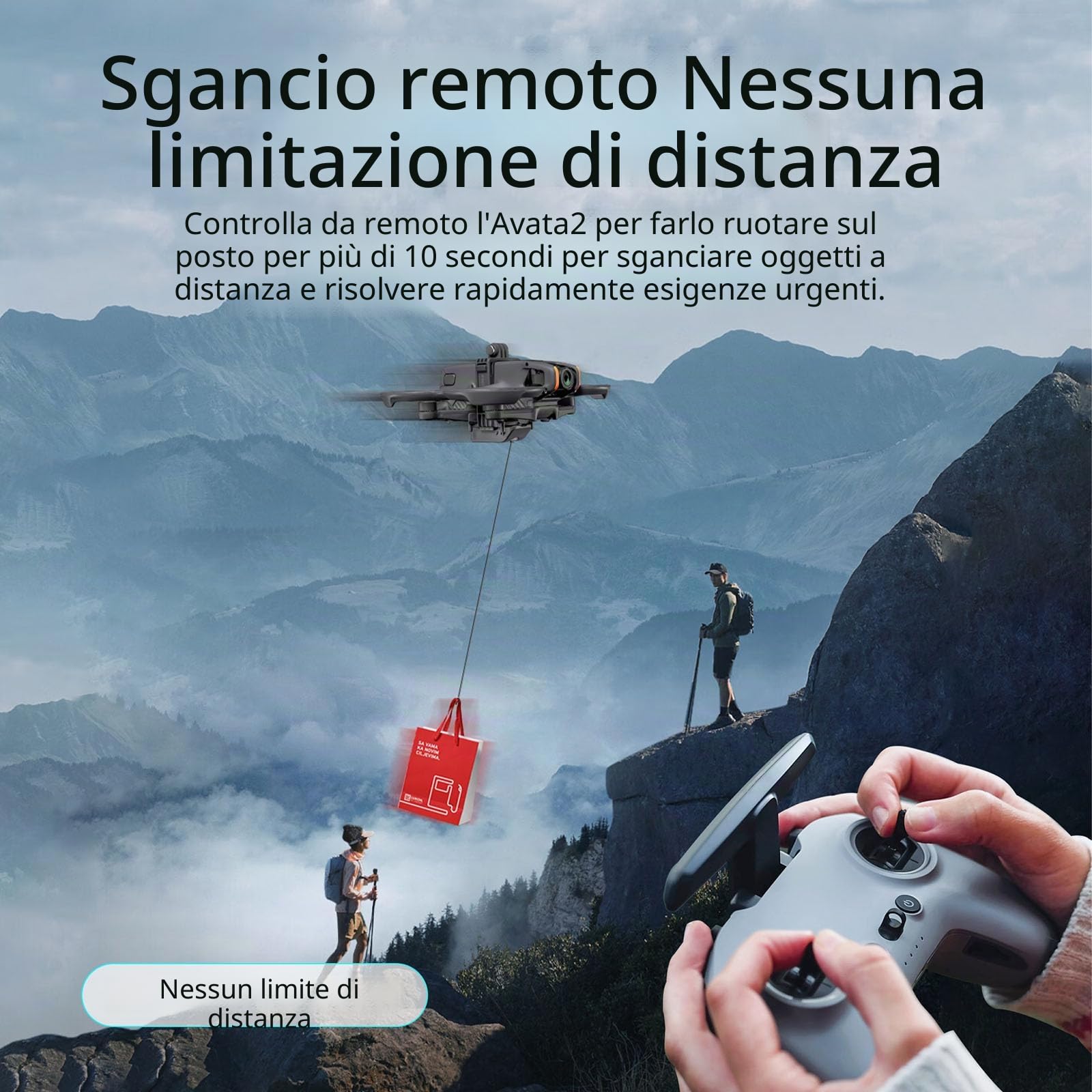 Drone Airdrop System con adattatore di espansione Action Camera per DJI Avata 2 Lanciatore geomagnetico Trasporto Consegna Payload Rilascio Dropping Dispositivo Supporto per fotocamera