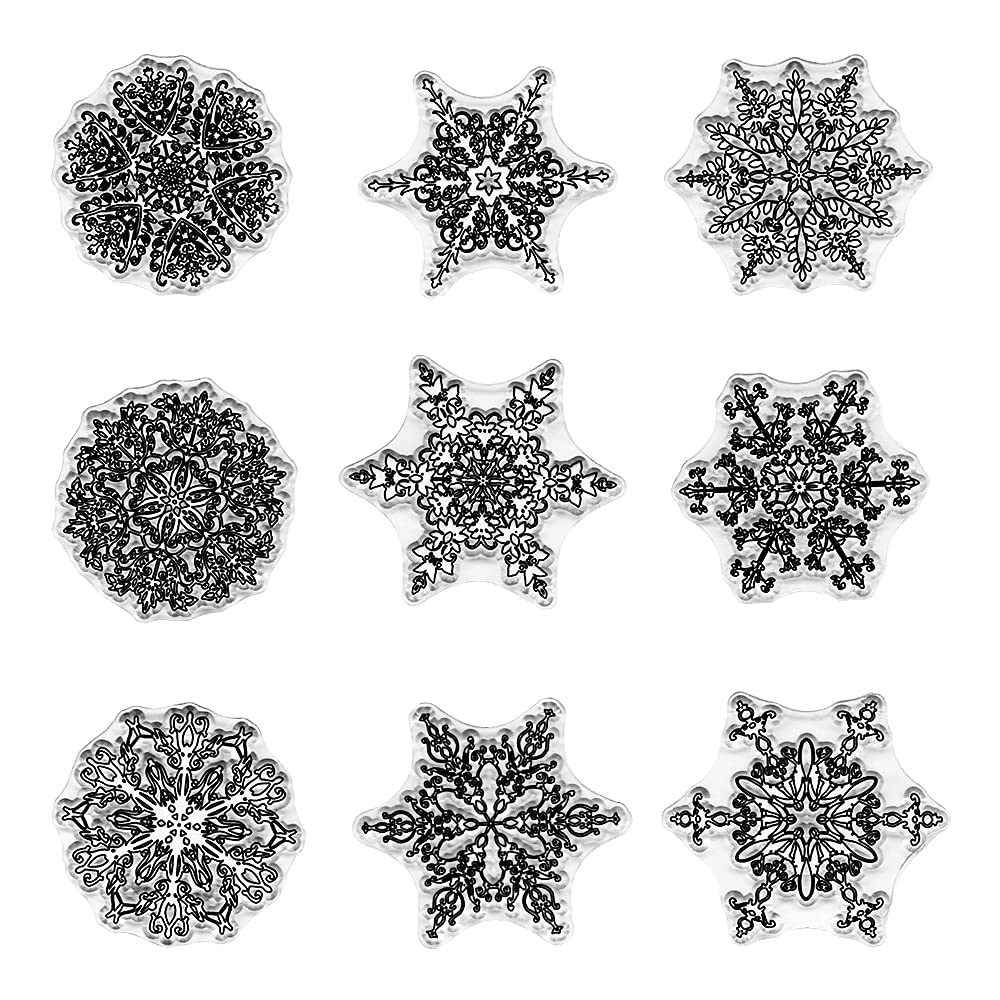 Christmas Clear Silicone Stamps With Snowflake Text Design