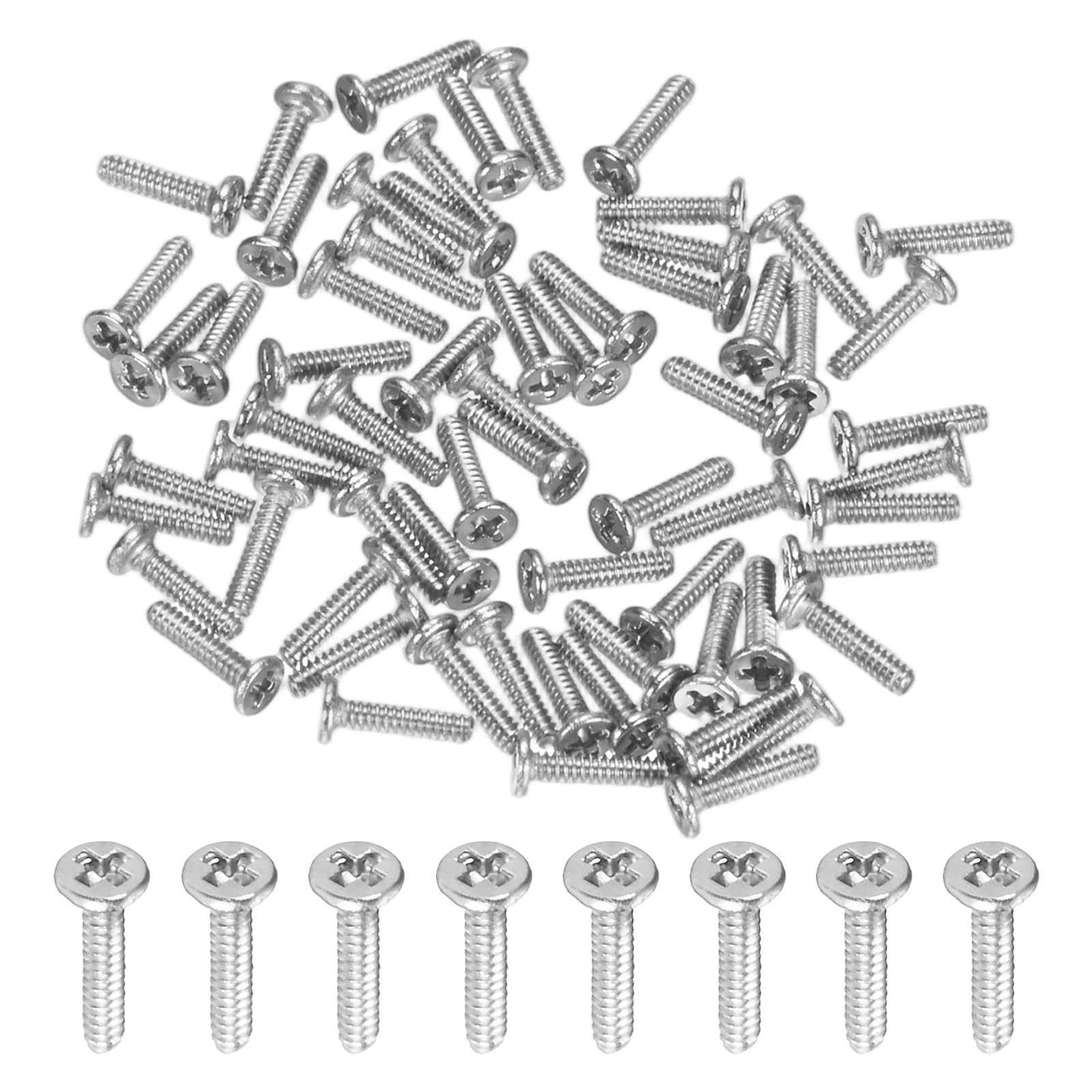 M METERXITY 100-Pack Flat Head Machine Screws, M1x4mm 304 Stainless Steel Phillips Drive Tiny Screws for Machinery/Equipment, Cross Drive Hardware Fastener