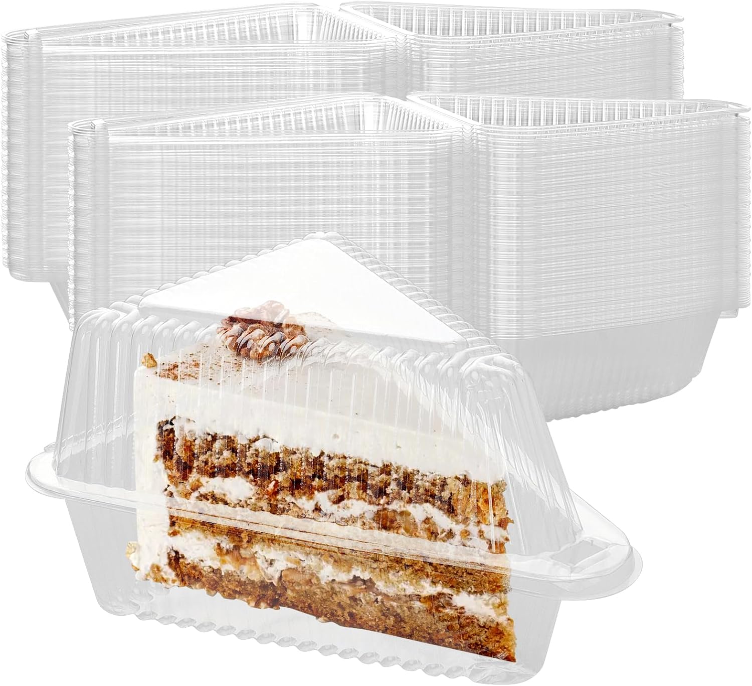 FUNSUEI 100 PCS Individual Cake Slice Containers, Clear Individual