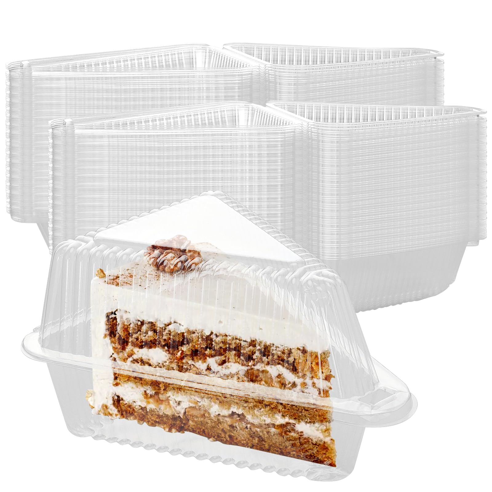 Funsuei Transparent 100 Pcs Individual Triangle Cake Slice Boxes, Clear Cake Slice Box With Lids, Individual Cheesecake Containers For Pie, Salad, Cheese, Sandwich