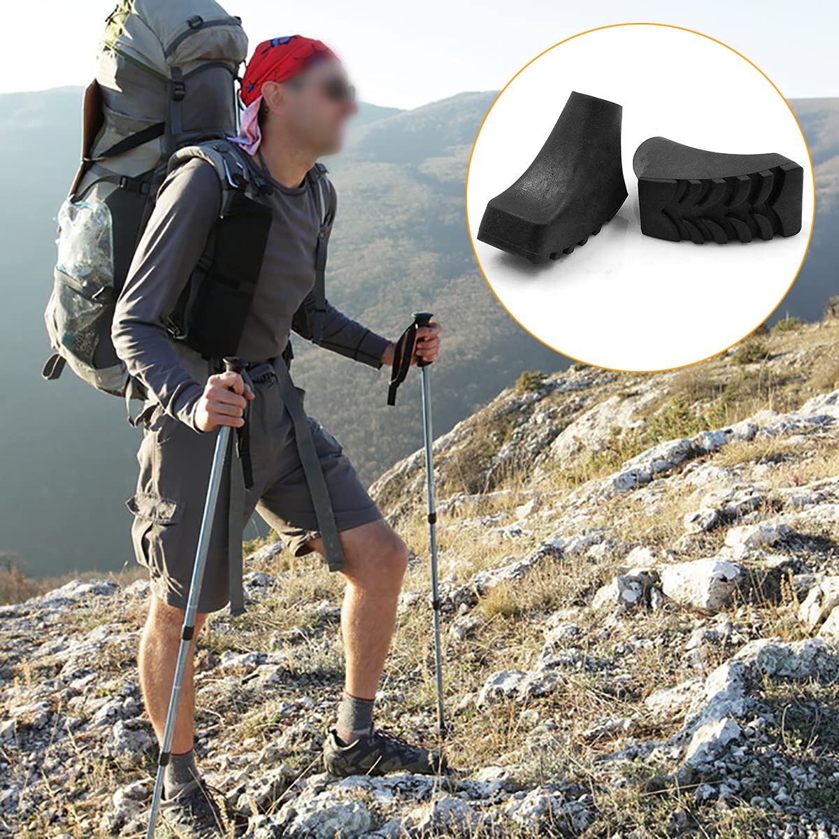Puntali In Gomma Per Bastoncini Da Trekking E Nordic Walking - Set Di Ricambio Antiscivolo In PVC (16 Pezzi, Forma Cilindrica) - 4