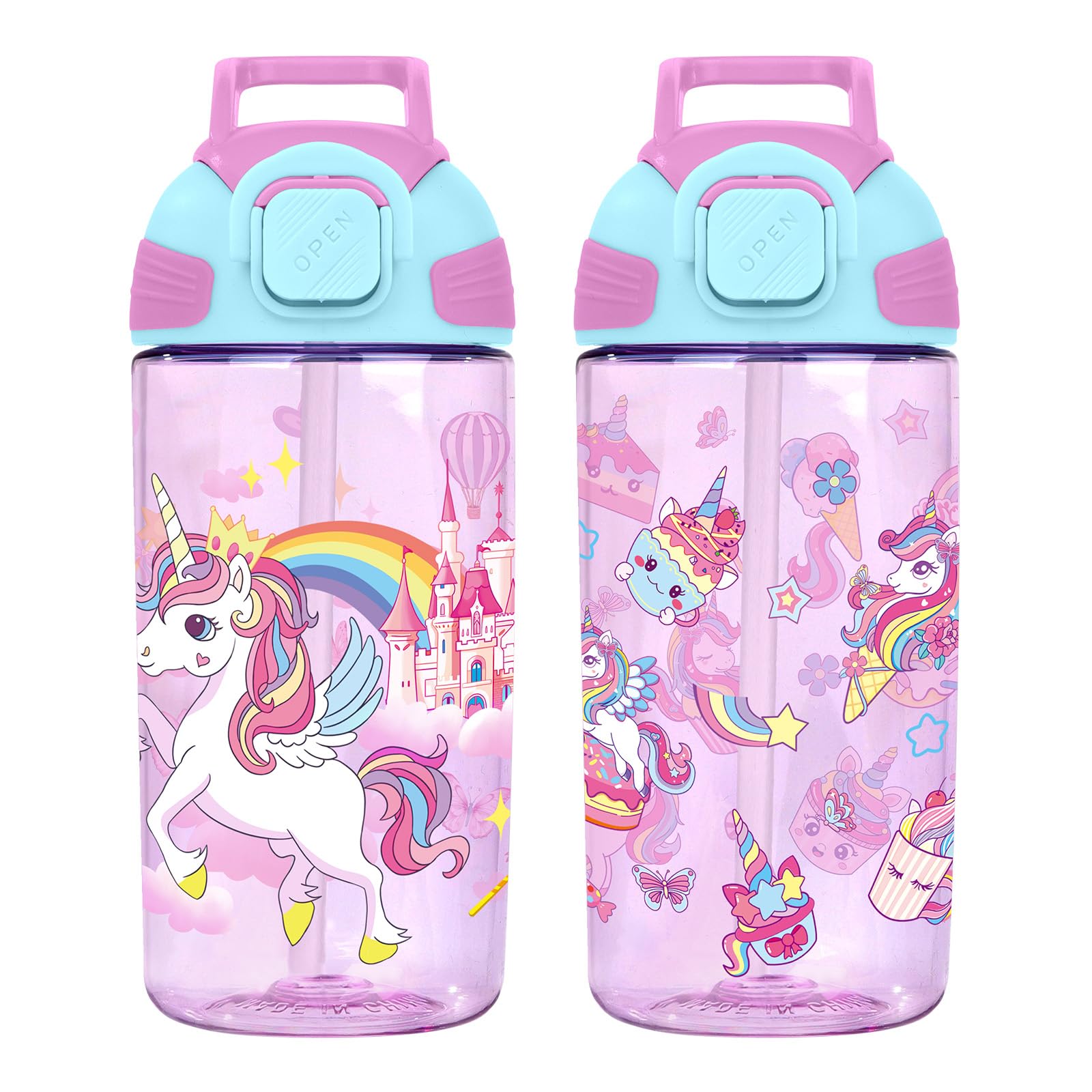 Botella agua niños anti fugas pack de 2 cantimploras infantiles para evitar derrames en el cole