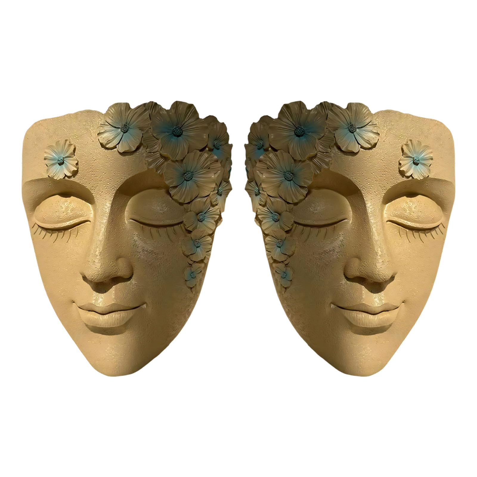 Piceioep Handcrafted Resin Face Planter Antique Look Outdoor Sculptural Plant Pots for Creating Vertical Green Wall Head Shape Planter