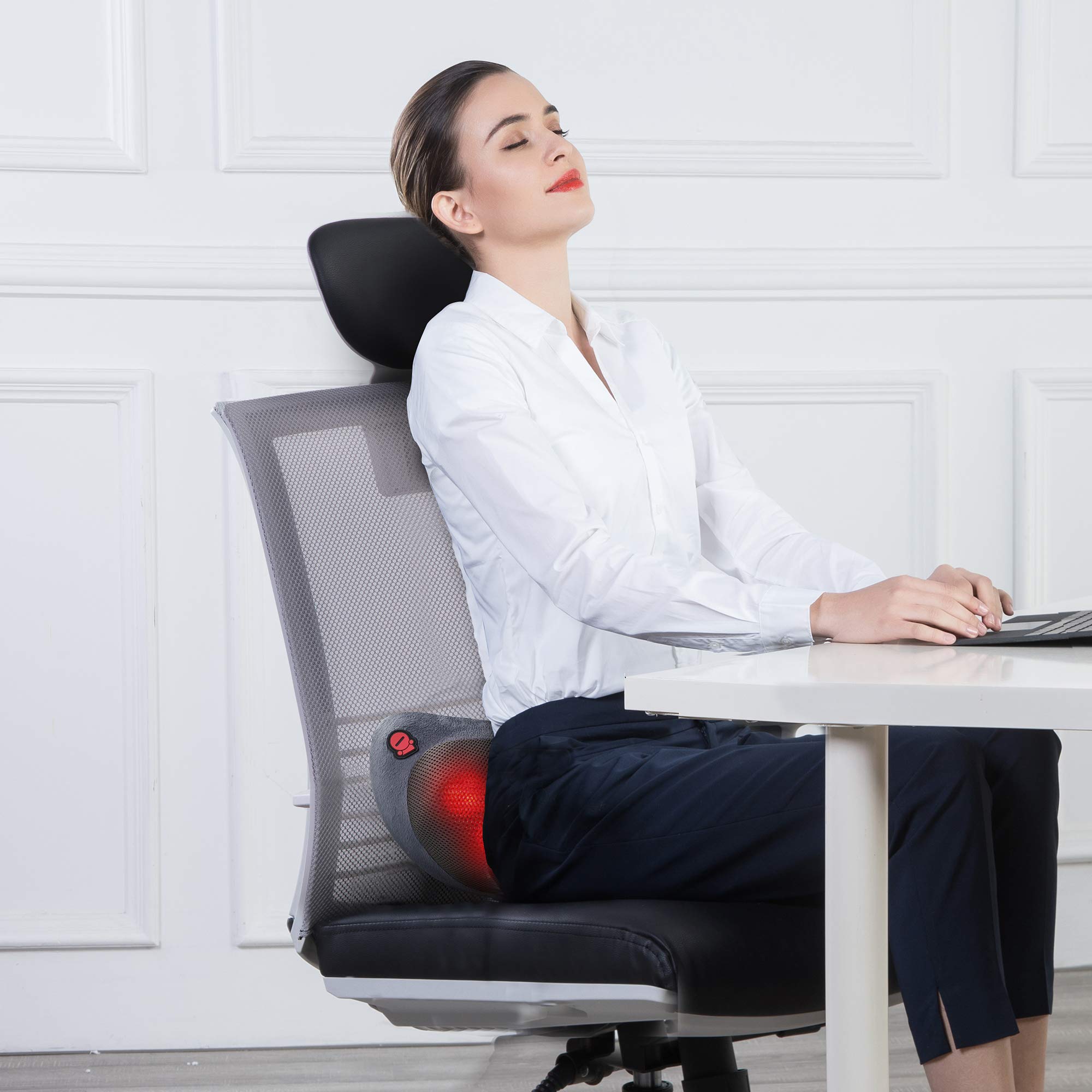 Comfier Cuscino Massaggiante con Calore - Massaggiatore Collo e Spalle 3D Shiatsu, Massaggiatore Cervicale Portabile per Collo, Spalle, Schiena, Vita, Sollievo Dolore Muscolare