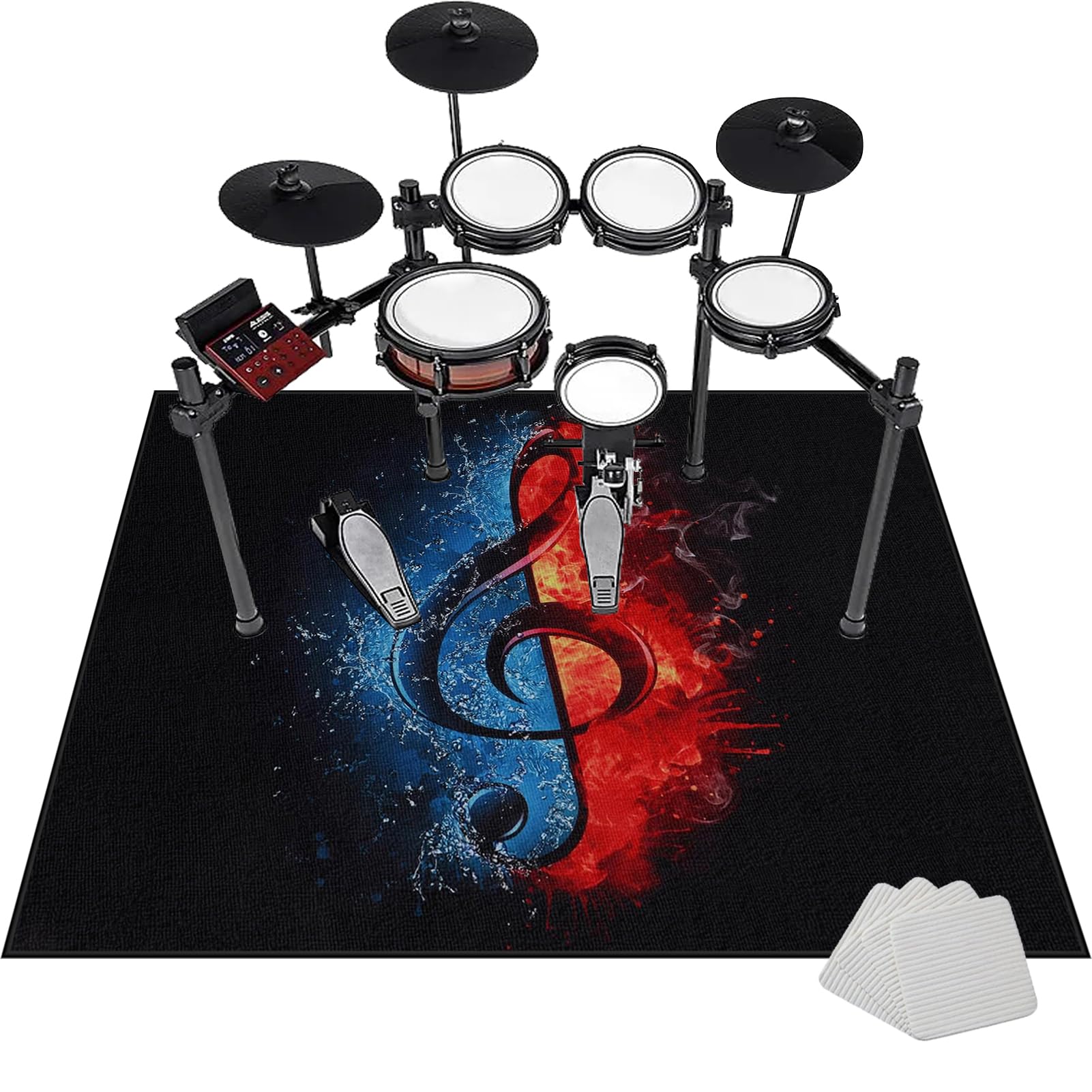 Alfombra de Tambor de insonorización, Kit de Batería de Jazz Electrónico, Alfombra para Bateria Acustica, Alfombras Acusticas Alfombra Bateria, Alfombras para Bombo Caja Alfombrillas 110 x 80 cm
