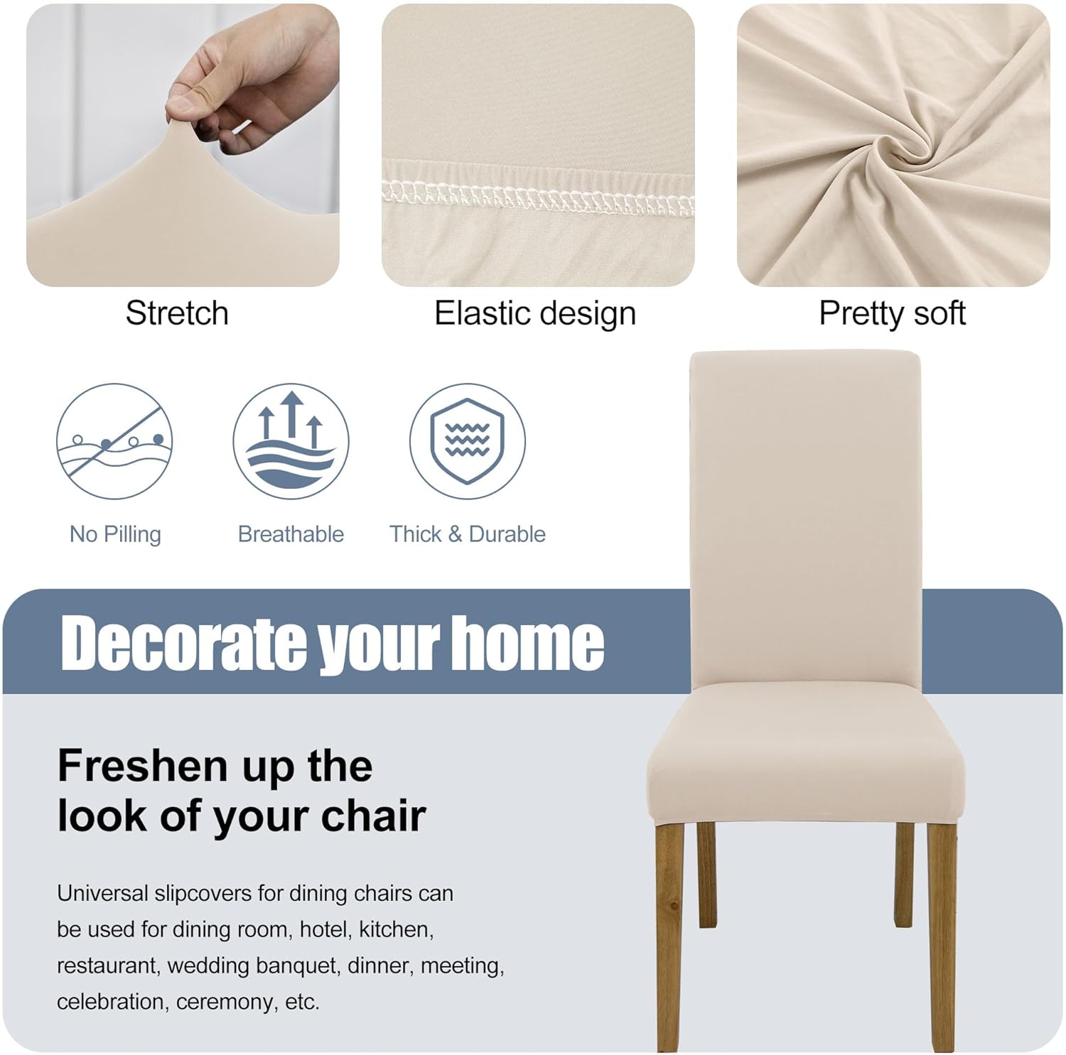 Chair Covers,Dining Room Chair Covers Set of 8,Stretch Kitchen Chair Cover,Washable Dining Chair Cover,Parsons Chair Slipcovers Protective,for Home,Restaurant,Banquet