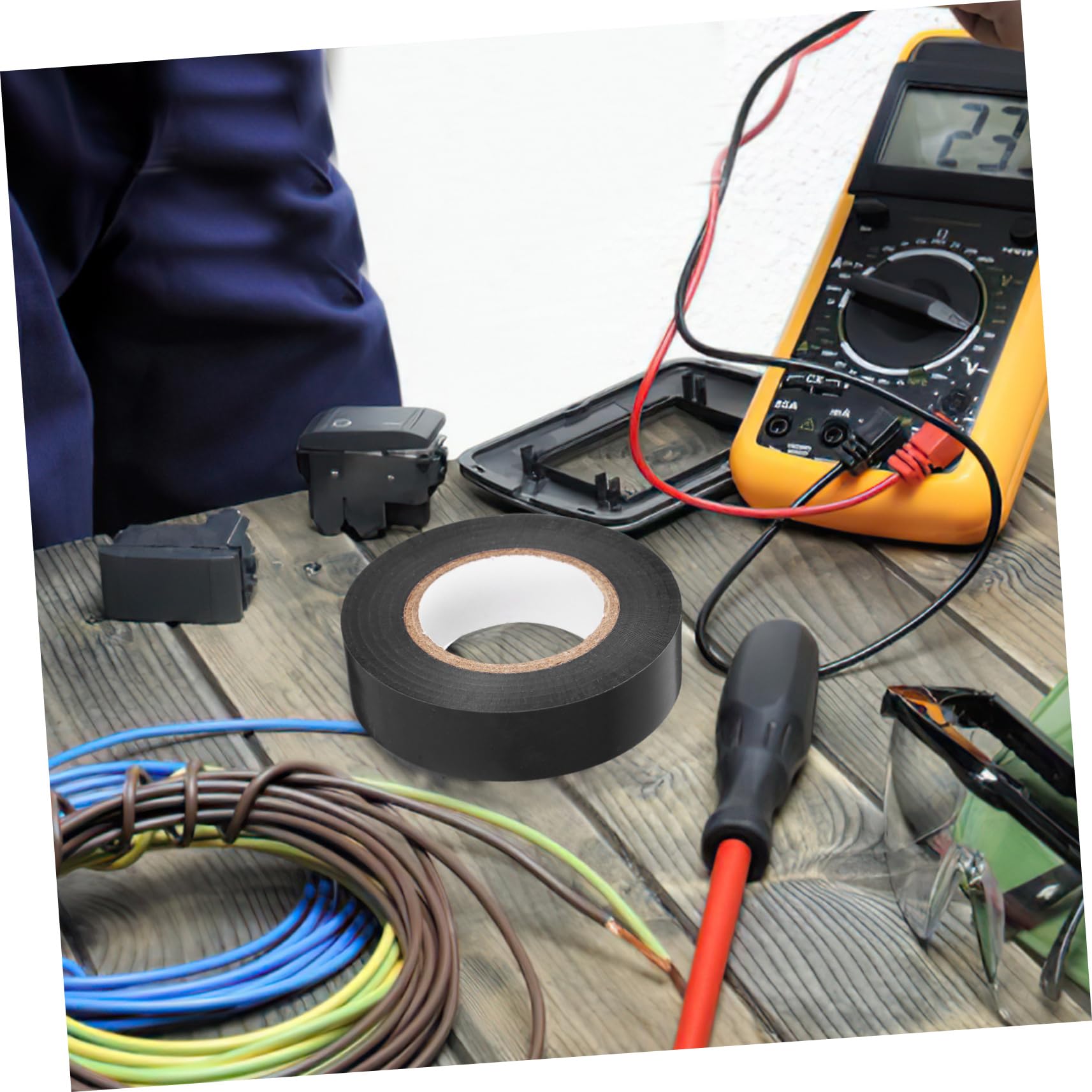 Striscia isolante in gomma, 6 rotoli di nastri elettrici multifunzionali Nastro isolante for elettricisti for l'avvolgimento cavi(Black)