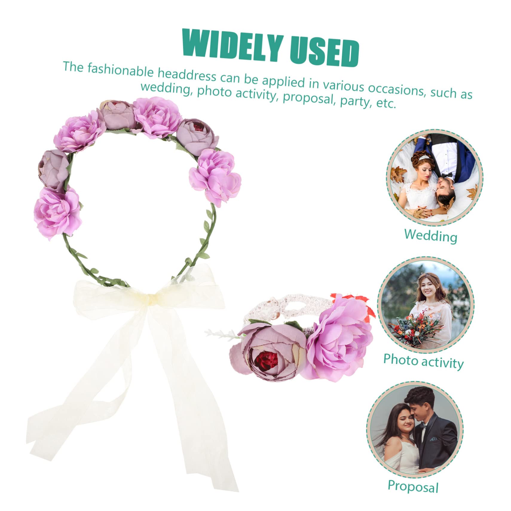 Didiseaon 4 Set fascia per ghirlanda fascia rosa ghirlanda floreale per accessori acconciature sposa accessori per acconciature sposa Tiara fiore del corpetto floreale tessuto