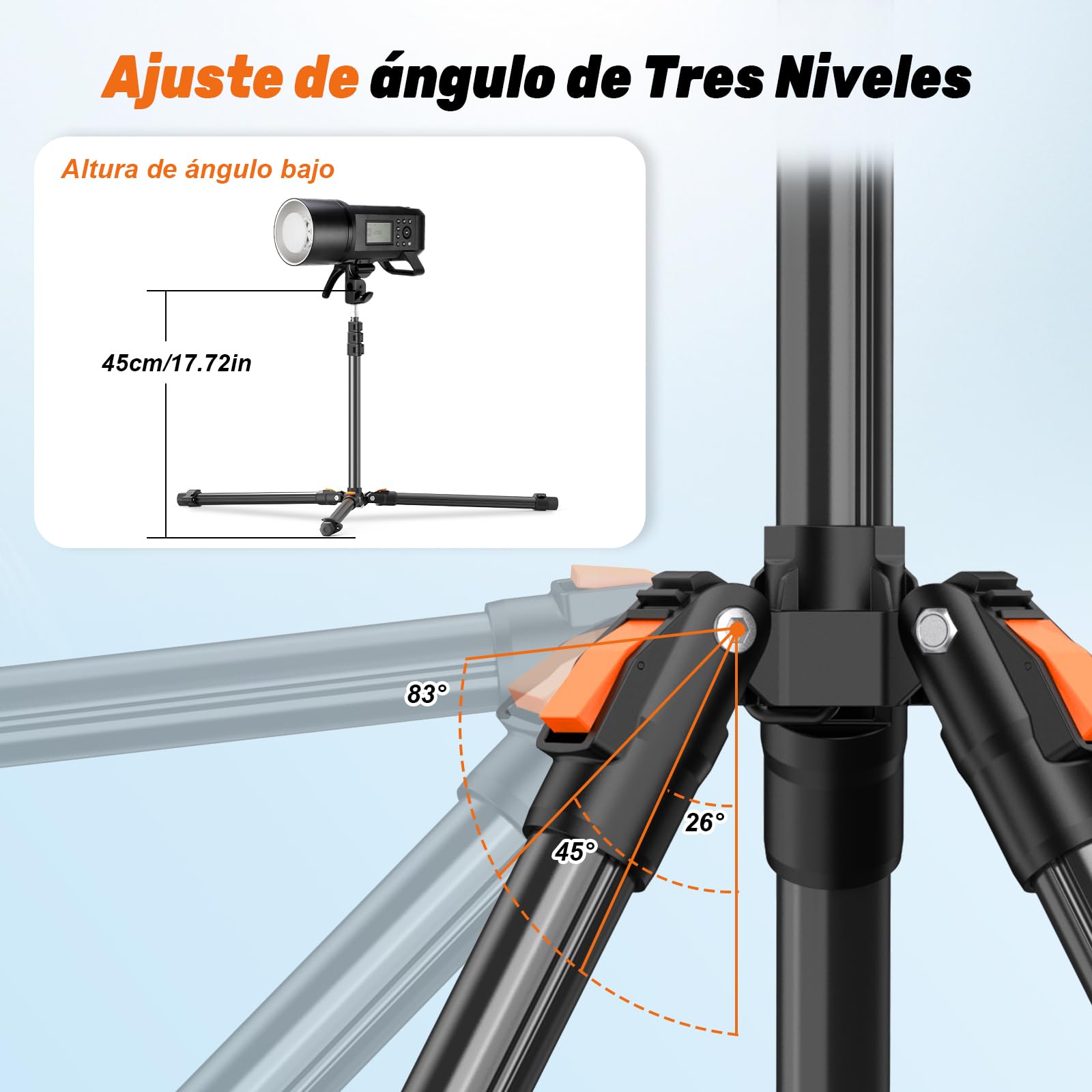 XXZU 210cm Soporte de Luz con Cabezal Esférico, Tripode para Fotografía Portátil Reversible Carga Máxima 4kg Trípode de Estudio para Softbox/Reflectores/Flash/Anillo de Luz/Cámara/Teléfono